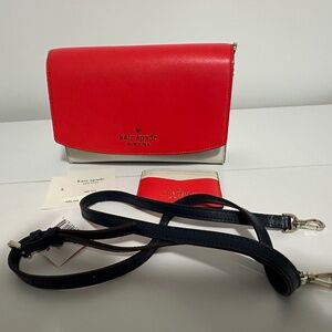 Kate Spade shoulder bag with crossbody strap and matching card holder wallet